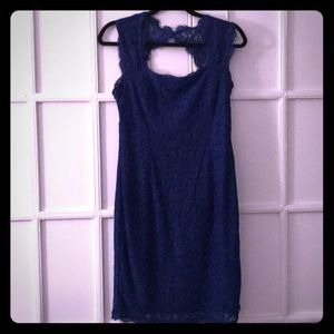 Adrianna Papell Blue Lace Cocktail Dress